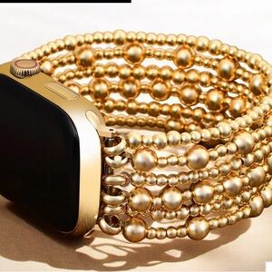 Gold Demure Beaded Stretch Apple Watchband